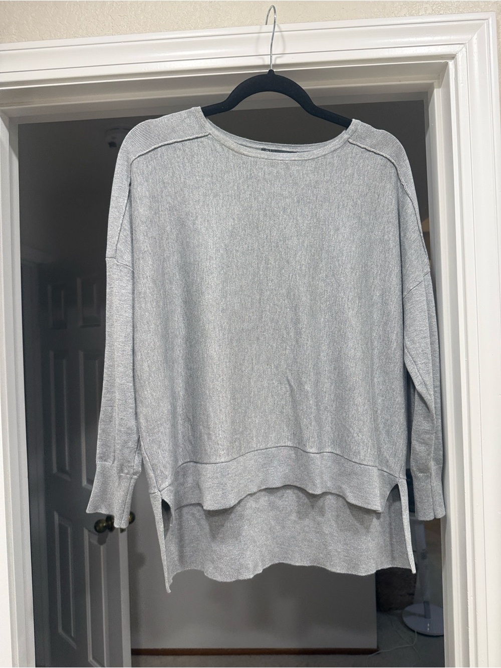 Adrianna Papell - Light Gray Women's Layered Hem Sweater